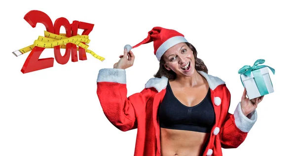 Sportlerin im Weihnachtskostüm — Stockfoto