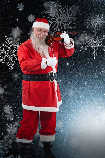 Sorrindo Papai Noel tocando violino — Fotografia de Stock