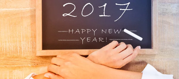 Tablero negro con texto de año nuevo — Foto de Stock