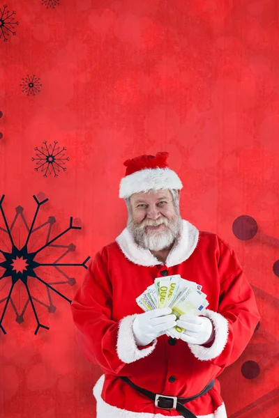 Père Noël montrant des billets de monnaie — Photo