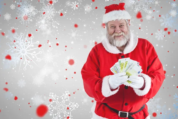 Santa claus showing currency notes — Stock Photo, Image