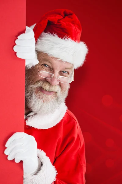 Père Noël avec panneau rouge — Photo