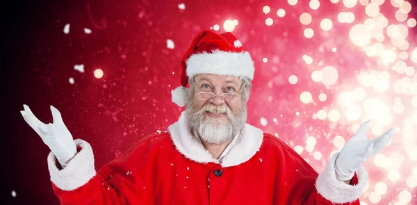Lächelnder Weihnachtsmann gestikuliert — Stockfoto