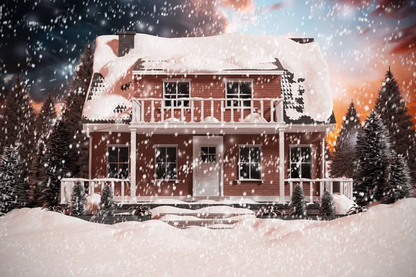 Casa cubierta de nieve —  Fotos de Stock