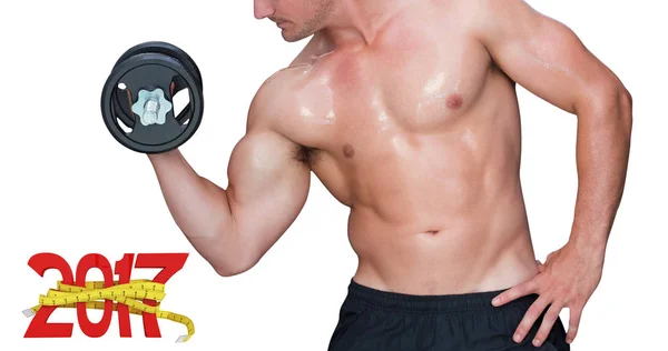 Bodybuilder lifting dumbbell — Stock Photo, Image