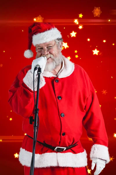 Papai Noel cantando canções — Fotografia de Stock