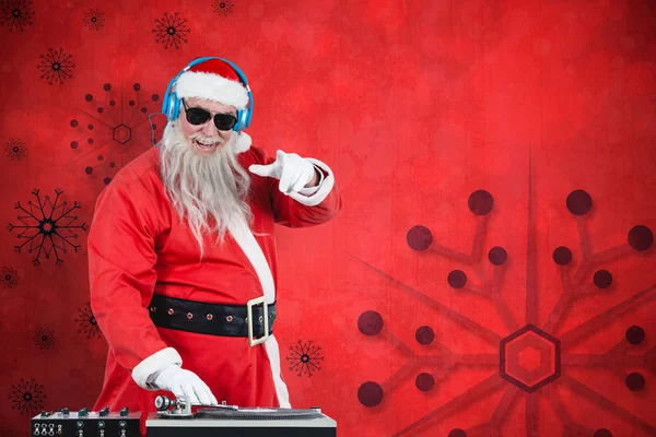 Santa claus tocando misturador de som — Fotografia de Stock