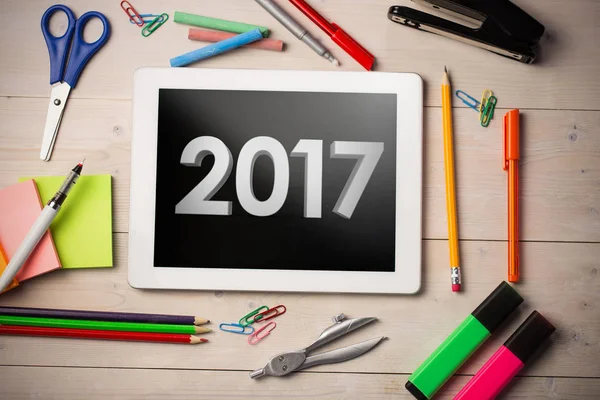 2017 anno su tablet digitale — Foto Stock