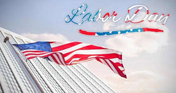 Labor day mot amerikanska flaggan — Stockfoto