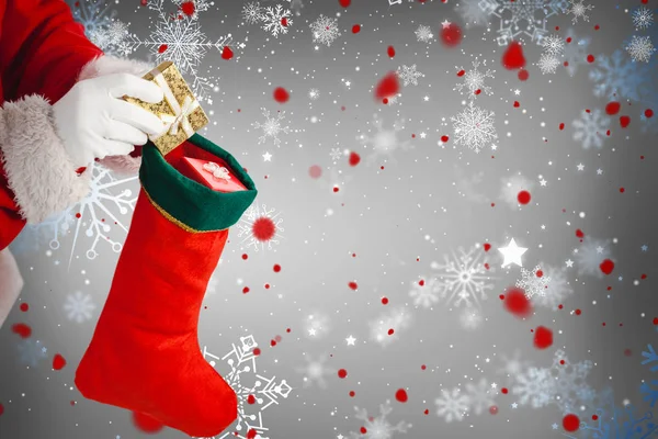 Kerstman met christmas stocking — Stockfoto