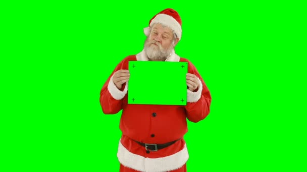 Santa claus holding blank placard — Stock Video