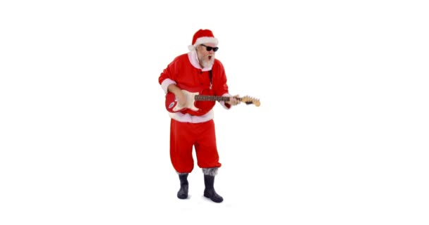 Санта Клаус поет и играет на гитаре — стоковое видео
