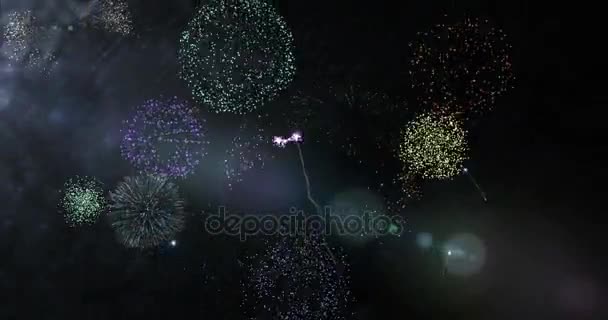 Fireworks on sky during new year time — Stock Video