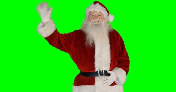 Portrait of happy santa claus waving hand — Stock Video