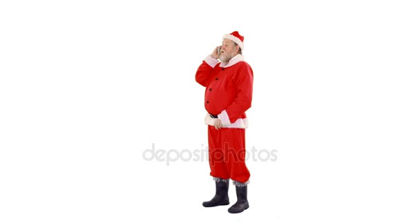 Papai Noel falando no celular — Vídeo de Stock