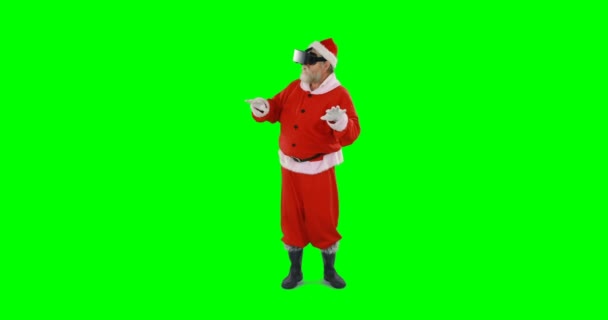 Santa claus χρησιμοποιώντας εικονικό γυαλιά — Αρχείο Βίντεο