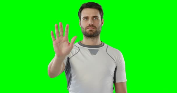 Man touching digital screen — Stock Video