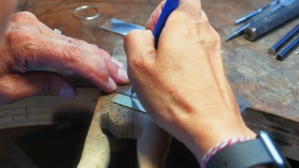 Atölyede çalışan craftswoman elleri — Stok video