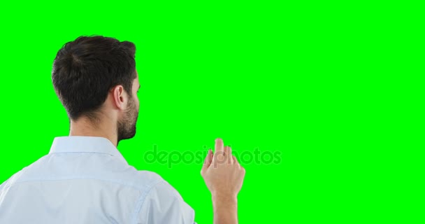 Man touching digital screen — Stock Video
