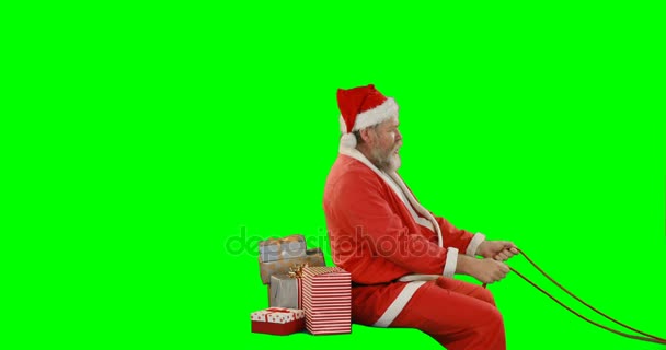 Santa claus with gift box — Stock Video