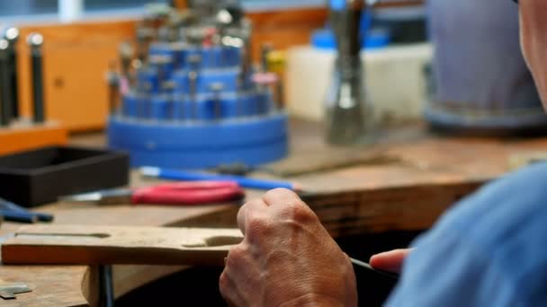 Craftswoman working in workshop — Stock Video