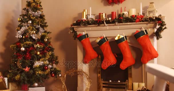 Galletas de jengibre de Navidad y adornos de Navidad — Vídeo de stock