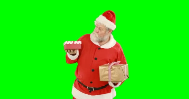 Santa claus with gifts — Stock Video