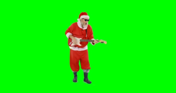 Santa Claus cantando música e tocando guitarra — Vídeo de Stock