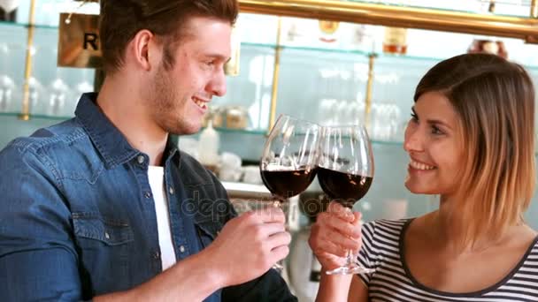 Couple toasting at restaurant — Stock Video