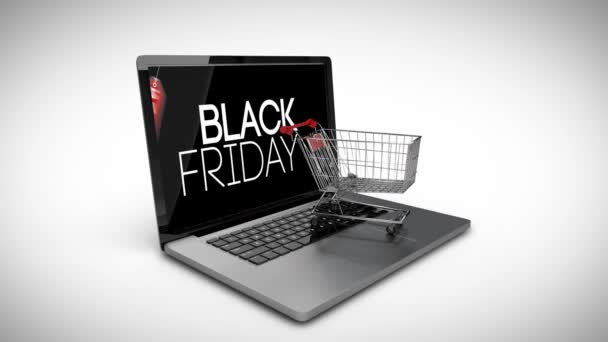 Logotipo Black Friday no laptop — Vídeo de Stock