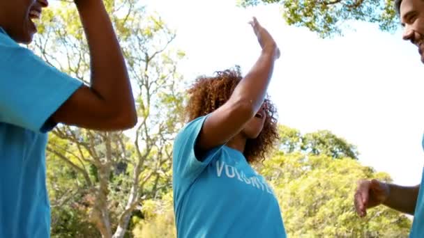 Grupo de voluntários se divertindo — Vídeo de Stock