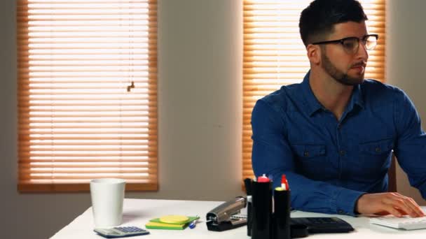 Hombre trabajando en la computadora — Vídeos de Stock