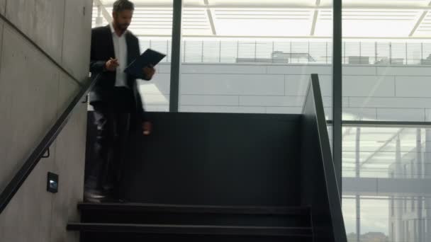 Empresarios bajando las escaleras — Vídeo de stock