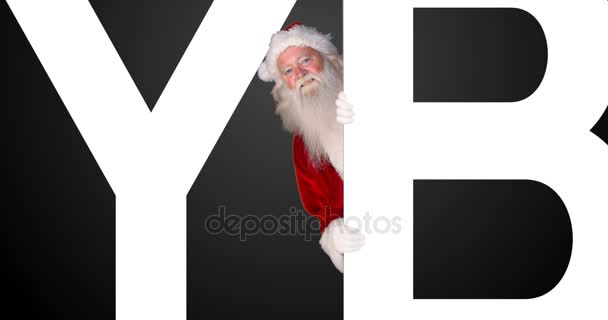 Weihnachtsmann guckt auf Cyber-Monday-Logo — Stockvideo