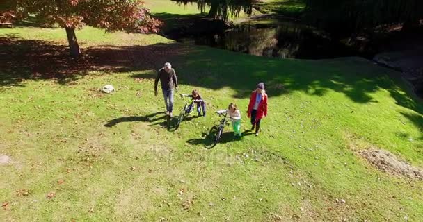 Семейная прогулка в парке — стоковое видео