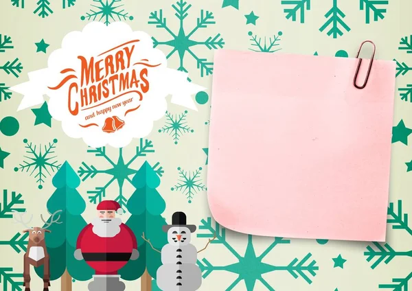 Yapışkan not ve Noel mesajı — Stok fotoğraf