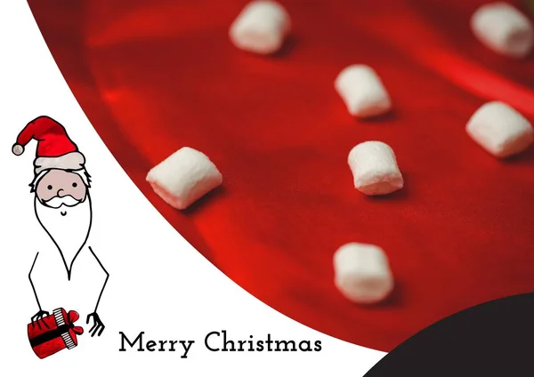 Veselé Vánoce přeje s santa a marshmallows — Stock fotografie