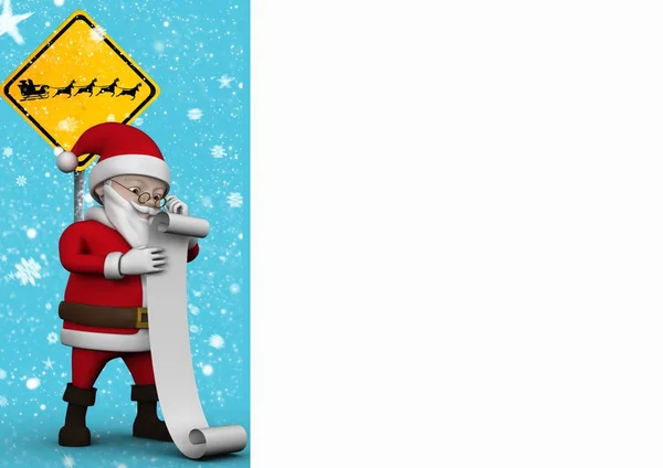 Santa claus figurine standing with checklist — Stock Photo, Image