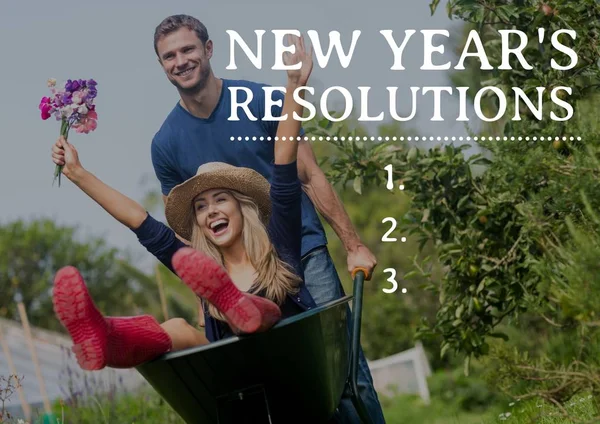 Nya året resolutioner mot par — Stockfoto
