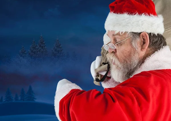Santa checking the time — Stock Photo, Image