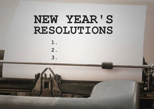 Nytt år resolution mål skrev på skrivmaskin — Stockfoto