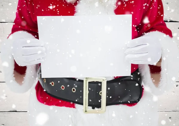 Babbo Natale con cartello bianco — Foto Stock