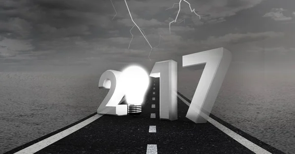 2017 mot en sammansatt bild av vägen — Stockfoto