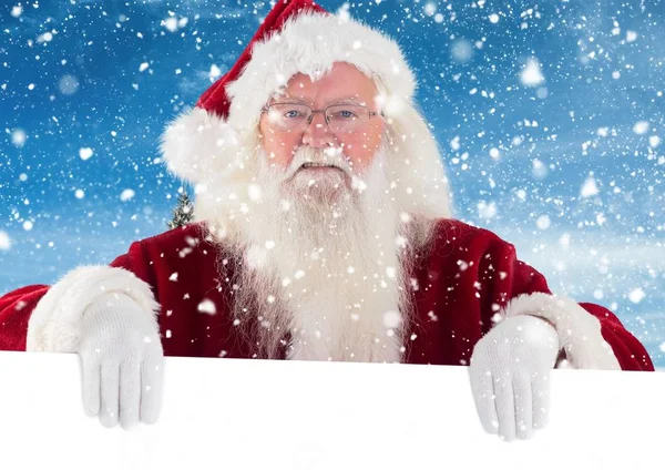 Santa clause holding white placard — Stock Photo, Image