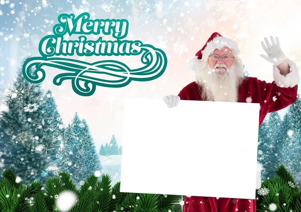 Weihnachtsmann mit Plakat — Stockfoto