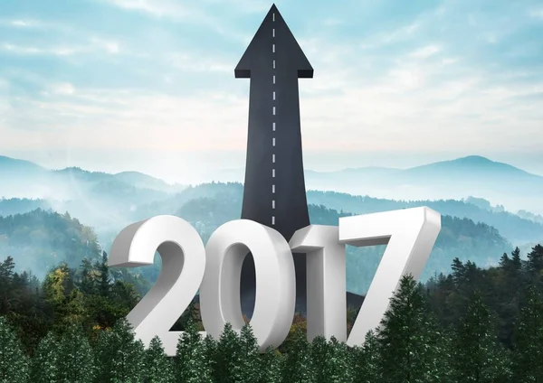 Composite image of 2017 with road — Stock Photo, Image