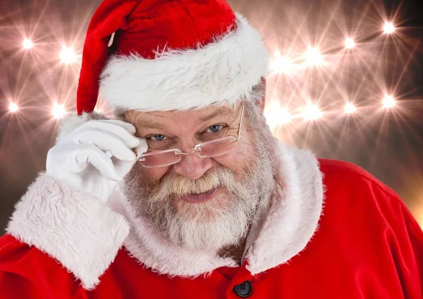 Sorridente Babbo Natale indossa occhiali — Foto Stock