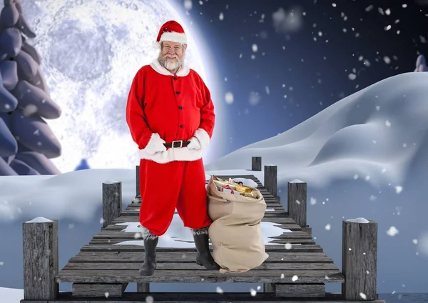 Babbo Natale con sacco regalo — Foto Stock