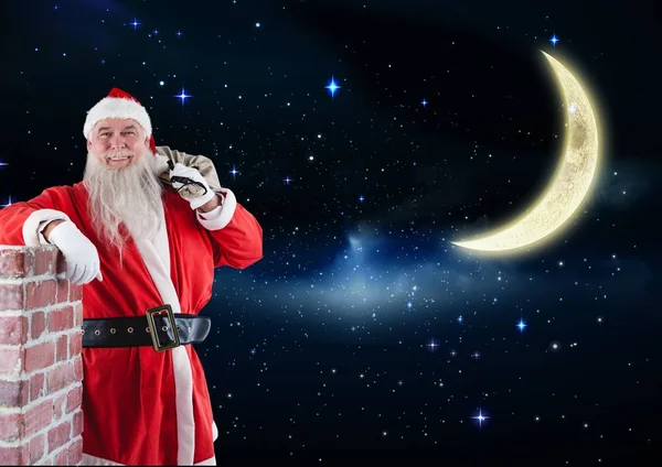 Postavení Santa Clause s pytlem na dárky — Stock fotografie