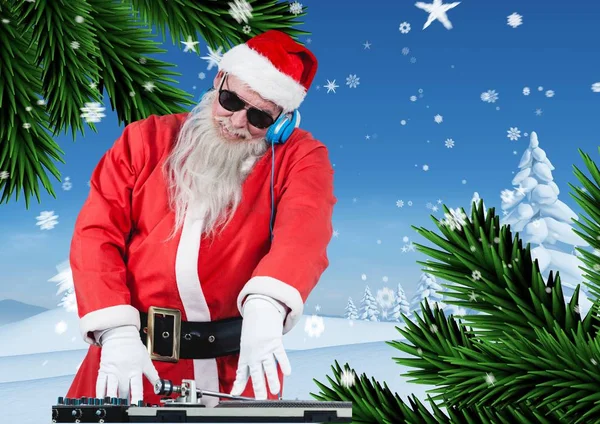 Santa hraje dj v disco — Stock fotografie